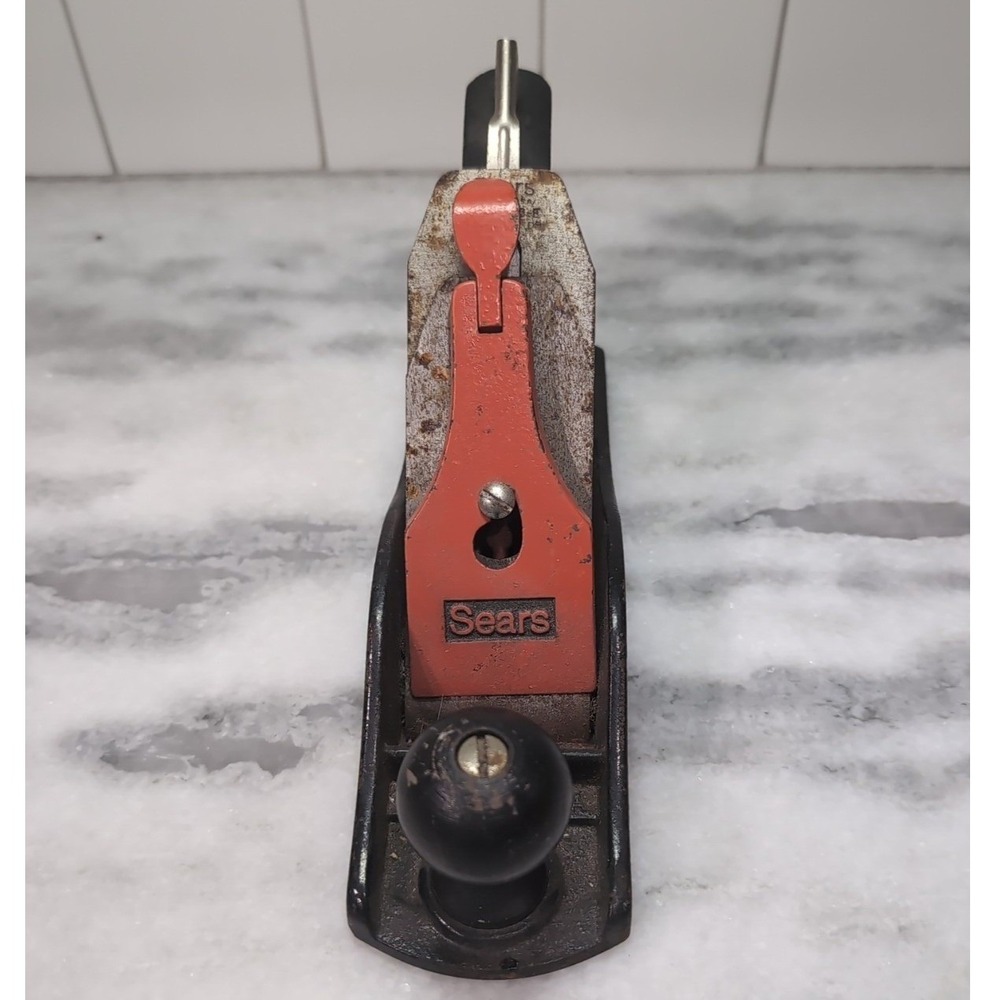 Sears Vintage Hand Plane Red Lever Cap Made in USA Woodworking Tool 9.5 Inch - Picture 3 of 10